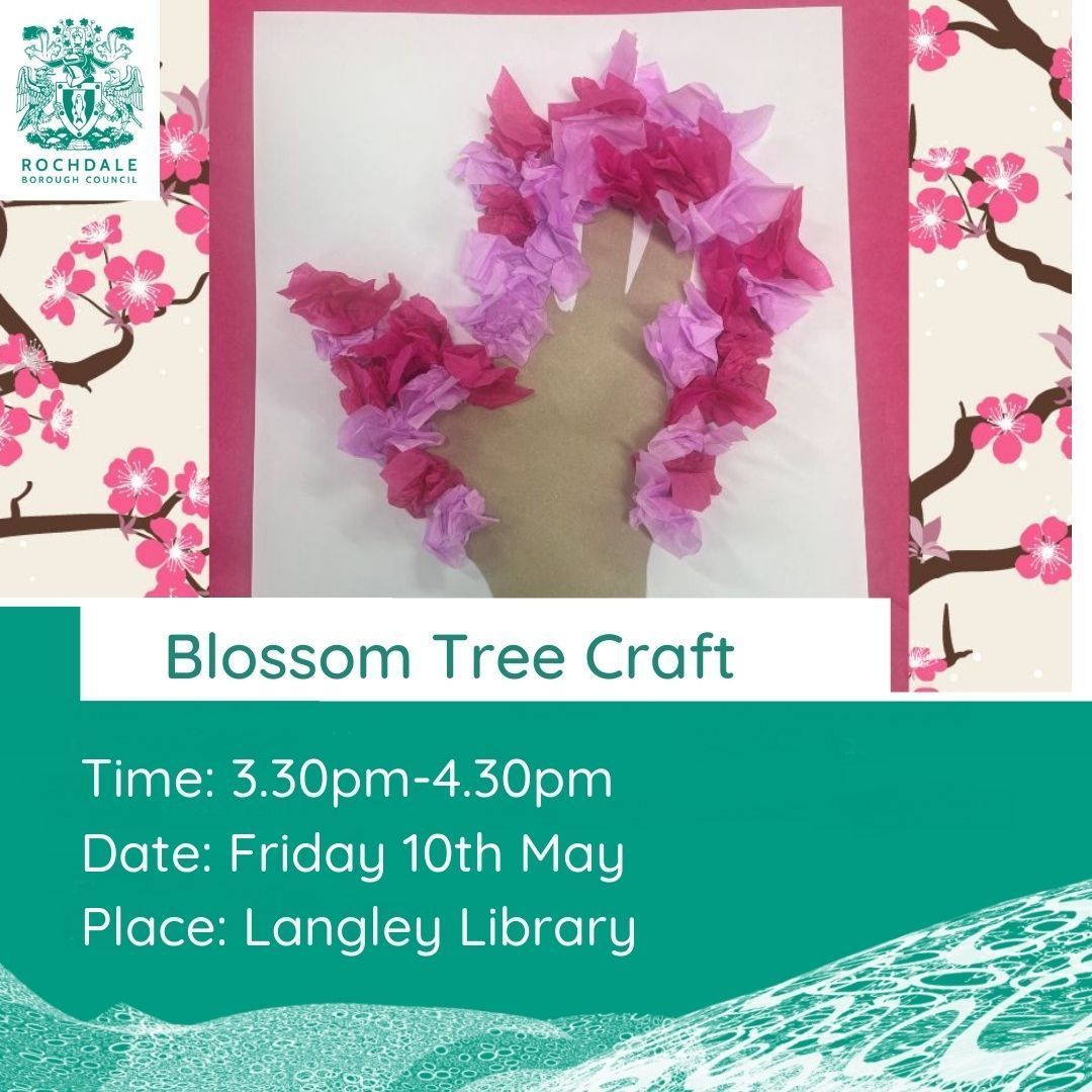 Spring is in the air and we want you to come and join us at Langley Library for a Cherry Blossom Tree craft. This is a free event, no booking required but places are limited and will be allocated on a first come, first served basis. Suitable for children 4+ and their grown-ups.