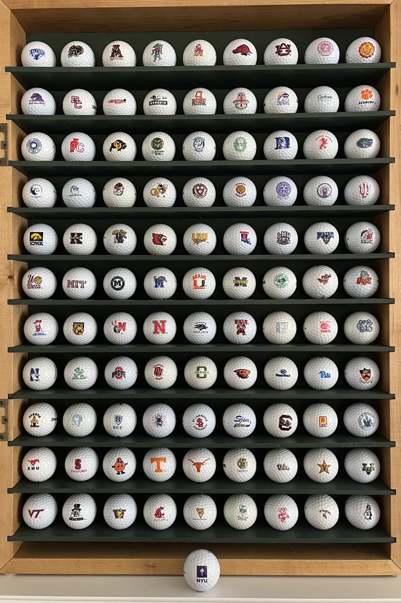 Visited NYC for a few days. Stopped by NYU for 100th college logo golf ball. Time to start a new rack. #golftwitter ⛳️