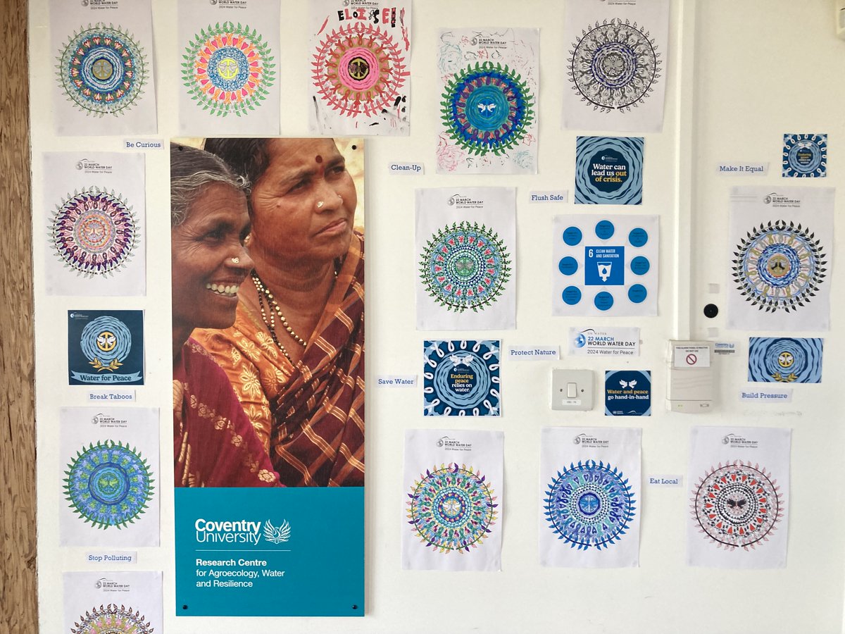 World Water Day was on Friday the 22nd of March, 2024’s theme was ‘Water for Peace’. CAWR used a mandala pattern provided by UN-Water to create a display in our entrance. UN-Water then shared a photo of our display in their online gallery.