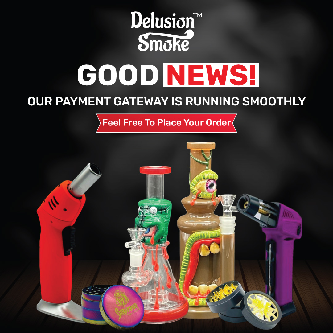 Our sincere apologies for any inconvenience due to the payment gateway issue. It's resolved now & so you can confidently place your order. We're committed to ensuring a seamless delivery experience for you.

#delusionsmoke #delusionsmokeproducts #PaymentGateway #SmokeInStyle