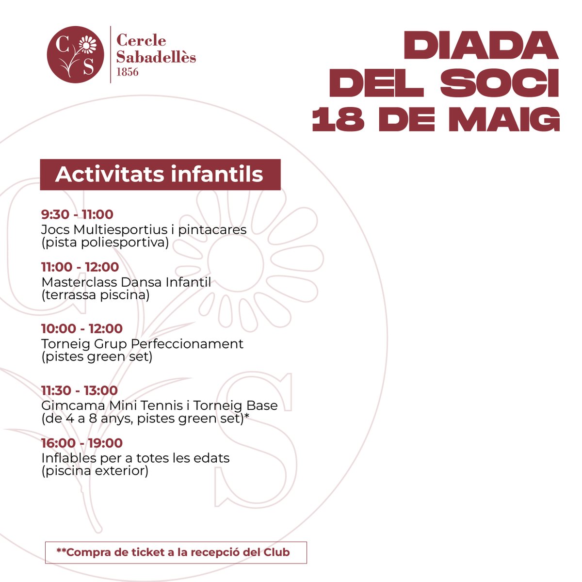 Ja pots consultar el programa de la Diada del Soci ❗️ 🤩 Un dia molt especial dedicat a tots els socis i sòcies del club 🙌 Activitats infantils i per a adults, una festa per tothom! #somcercle