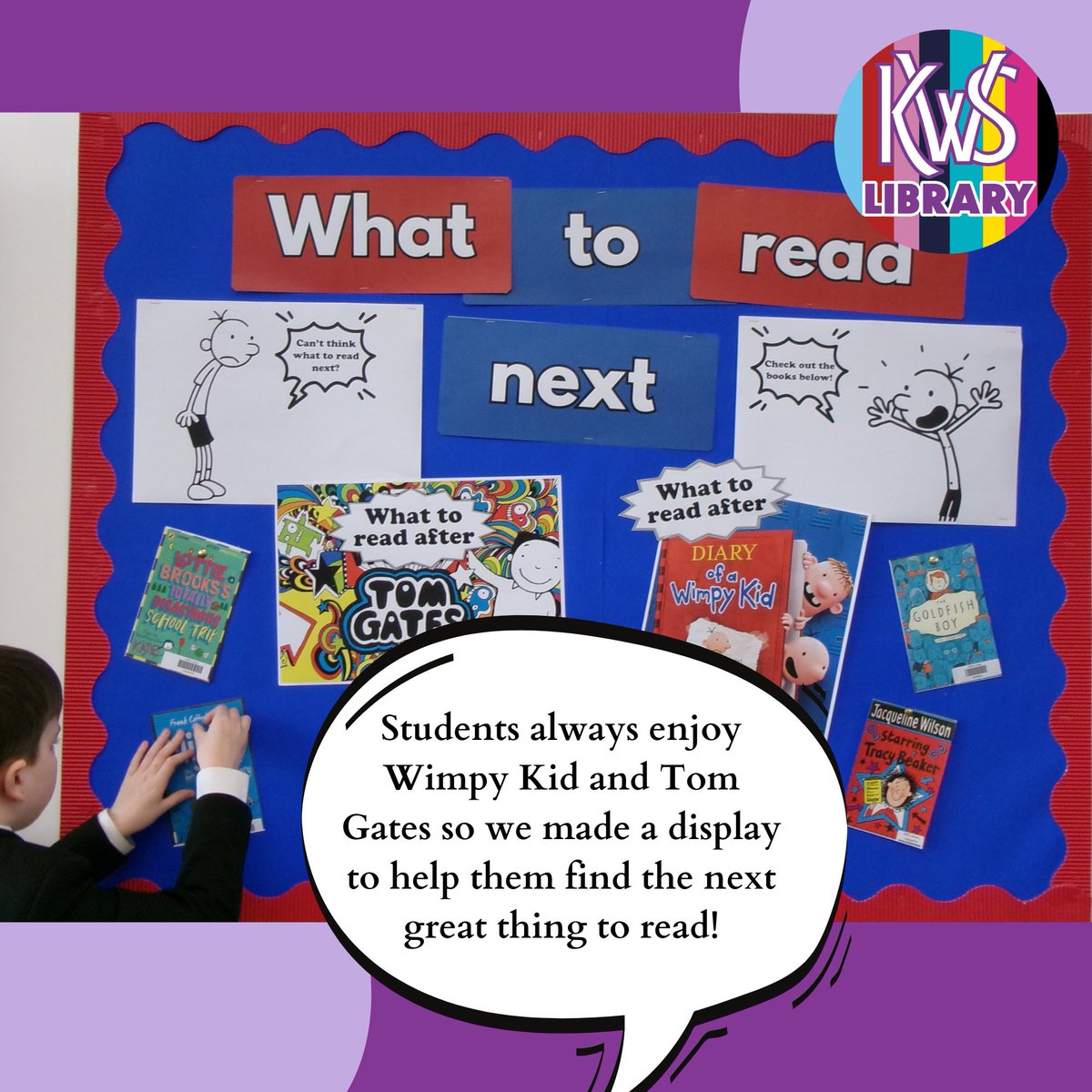 This week we made a display for our students who love Wimpy Kid and Tom Gates books but want to find something new to read!
