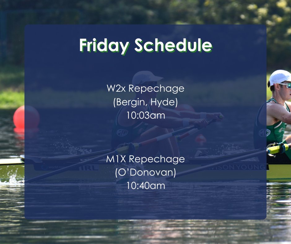 ☘️ Europeans Schedule - Day 2 ☘️ Times for the second day of racing for team Ireland at the 2024 European Championships! All times below are in Irish time, follow the racing on World Rowing’s live tracker! 📺worldrowing.com