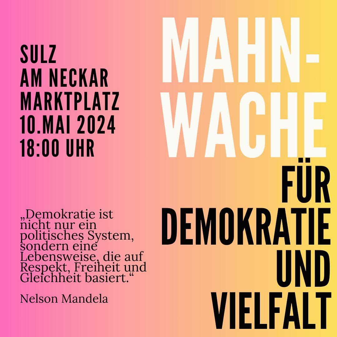 Demo4Y's tweet photo. Deportationspläne, Geld aus #Russland, #Spionage für #China ❓ Die AfD ist nicht mehr tragbar‼️
📢 Komm zur #Demo:
"Mahnwache für Demokratie und Vielfalt"
🗓: 10.05.2024, 18:00 Uhr
📌: Marktplatz, 72172 #Sulz am Neckar in #BadenWürttemberg
Link: https://t.co/unXmPcdc0B
#NoAfD https://t.co/5s0ESeahPo