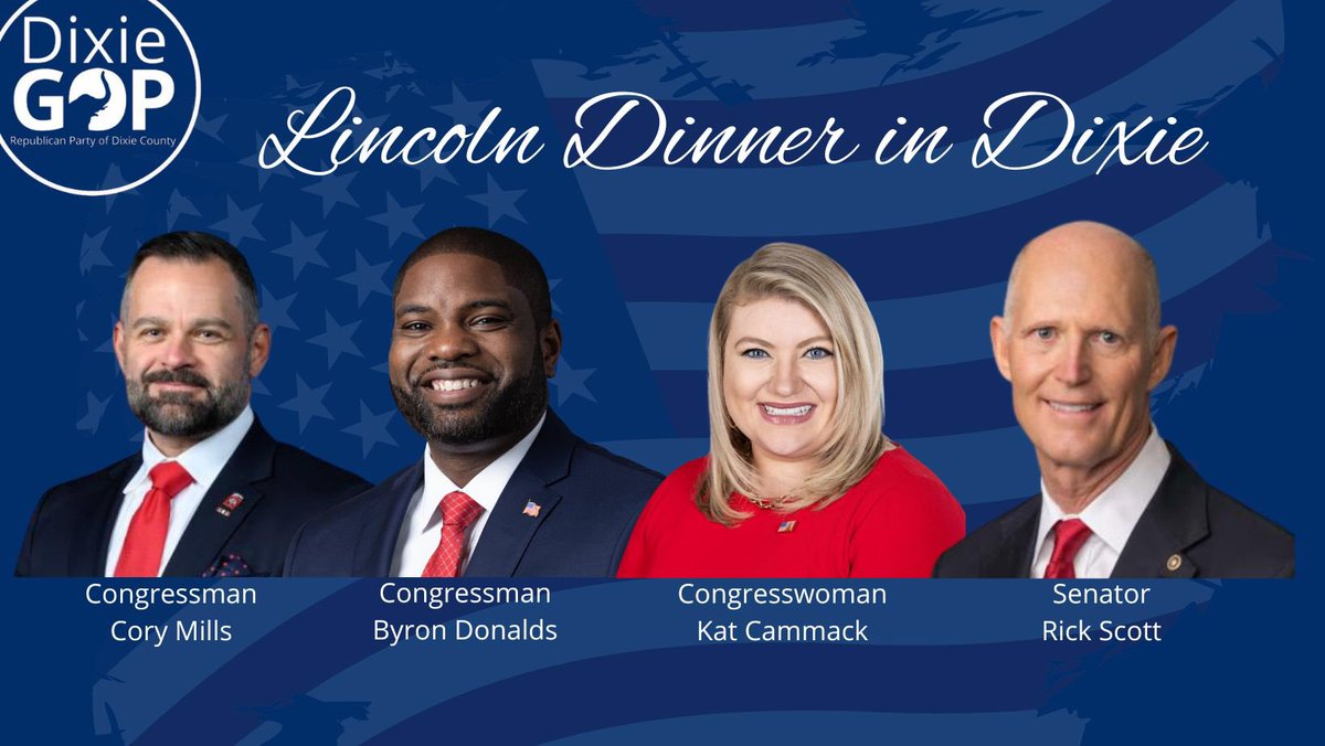 Looking forward to hosting @CoryMillsFL @ByronDonalds @Kat_Cammack and @ScottforFlorida tomorrow night for our SOLD OUT Lincoln Day Dinner! We’ve got a great night planned! 🇺🇸