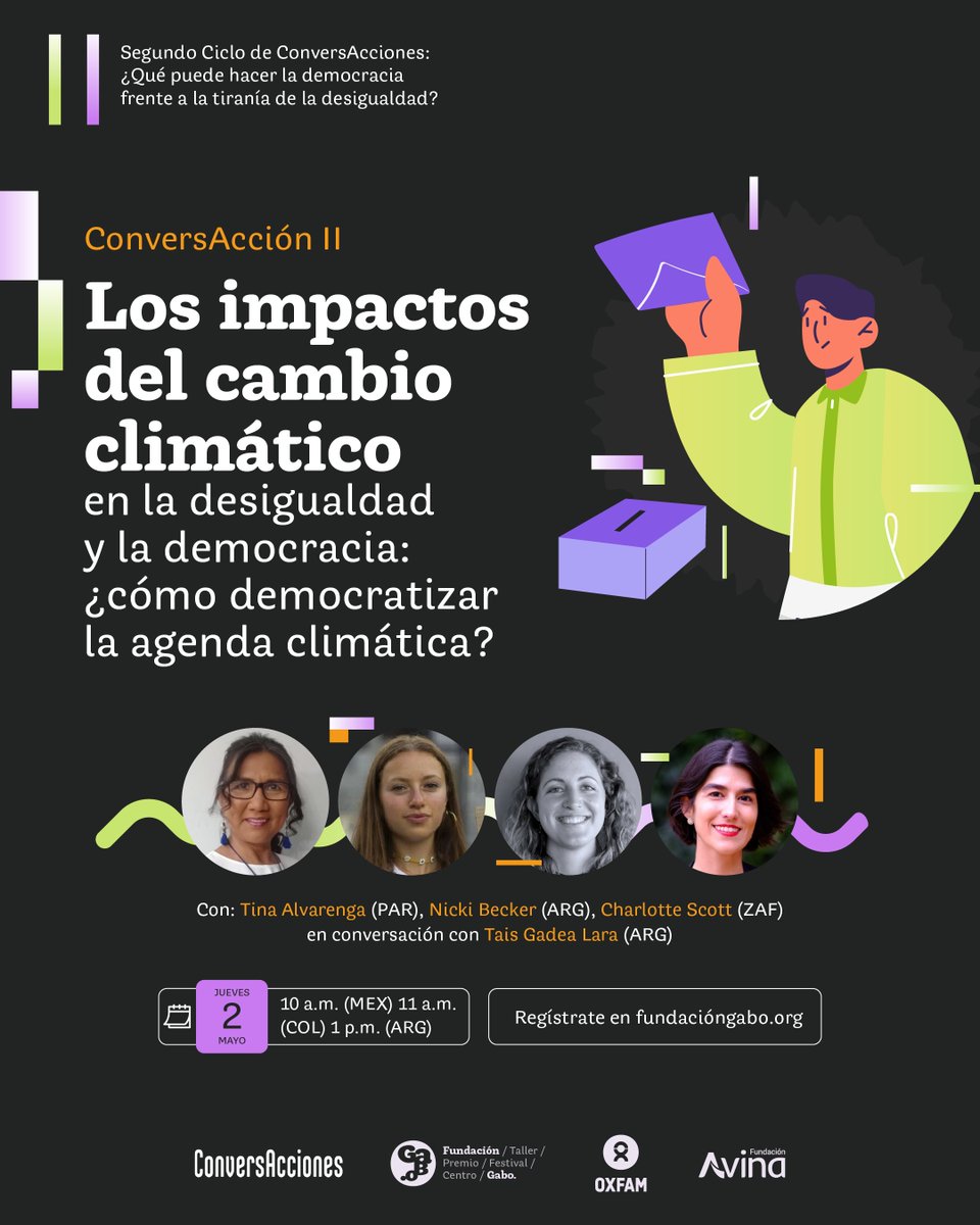 👨‍💻Agradecemos el recibimiento de nuestra audiencia al segundo ciclo de #ConversAcciones2024. 🗓️ Con @FundacionGabo y @FundacionAVINA, te invitamos el próximo jueves 2 de mayo a conversar sobre los impactos del cambio climático. Inscríbete aquí👉🏽 bit.ly/3xqR0gI