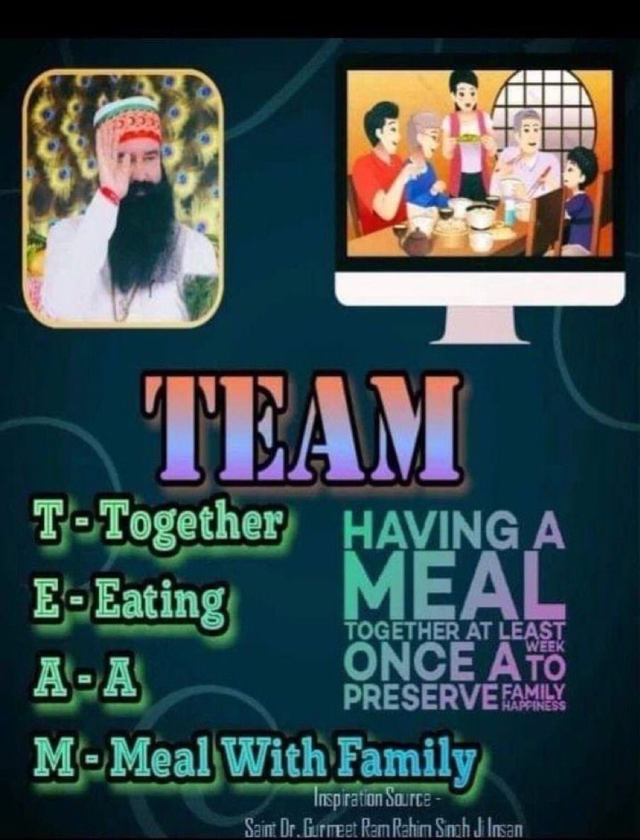 Saint Dr Gurmeet Ram Rahim Singh Ji Insan started a campaign named TEAM campaign by avoiding electronic devices between 7pm to 9 pm and spent that time with family #TEAM #TeamCampaign #FamilyTime #TimeForFamily #QualityTime #Family #familybonding #DeraSachaSauda #SaintMSG