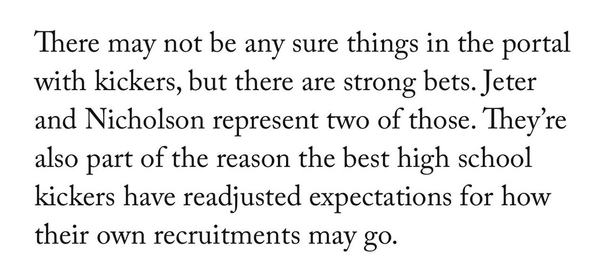 Fascinating read by @PeteSampson_ on portal’s impacting kickers ⤵️ theathletic.com/5442552/2024/0… (Best paragraph here)