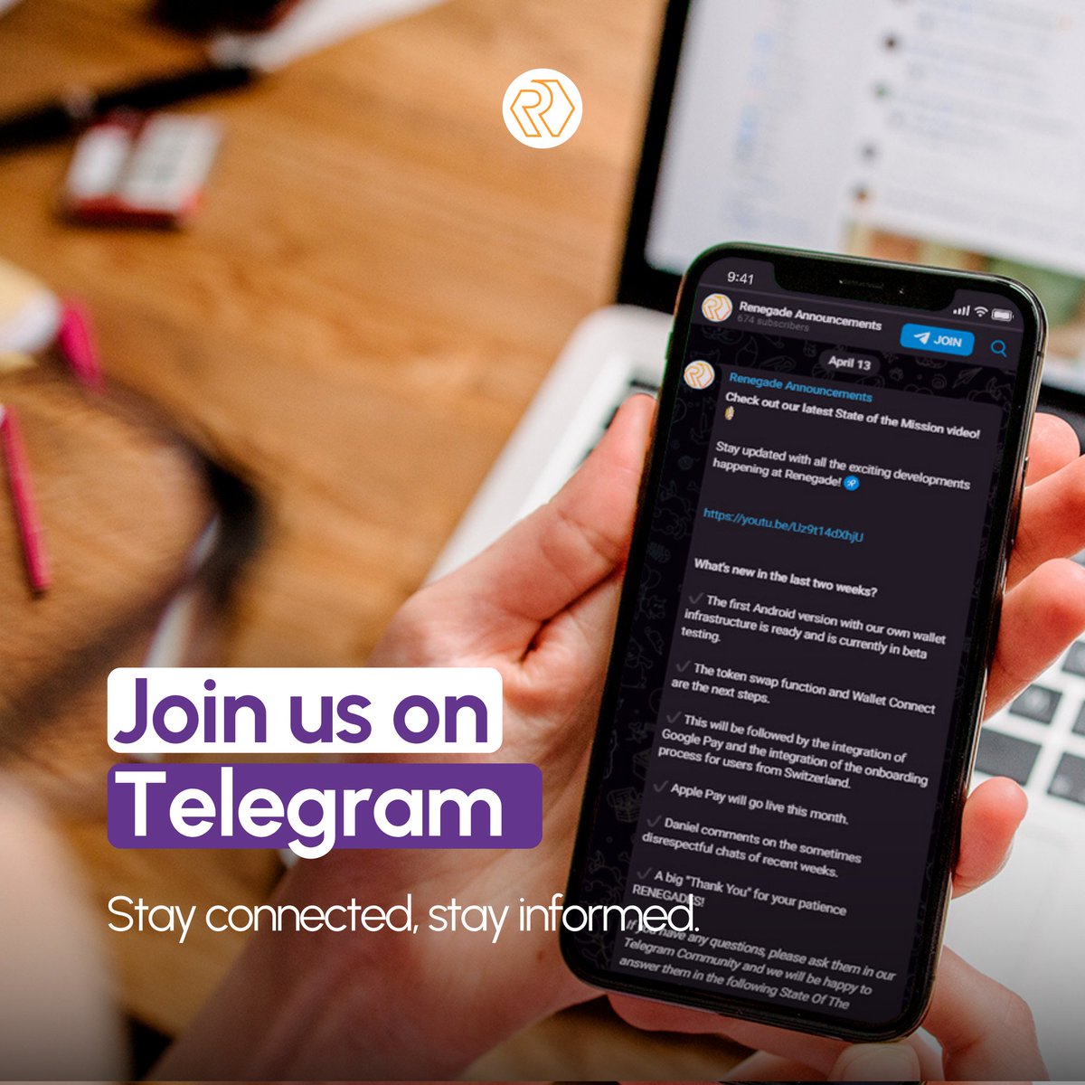 🚀 Join our lively Telegram community for updates, news, and discussions about all things Renegade! 

Link in bio. 🔗

 #renegade #CryptoRevolution #Telegram