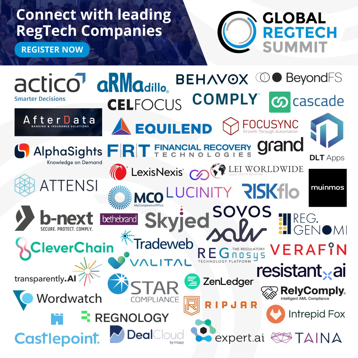 🚀 Do you want to network in-person with leading RegTech companies? 🚀 The 8th annual Global RegTech Summit in London will be packed with networking opportunities for you to meet the most-forward thinking brands in #RegTech. Secure your place - GlobalRegTechSummit.com #GRTS24