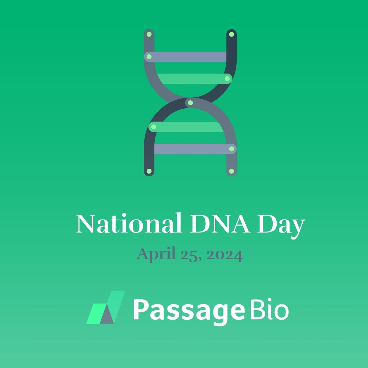 Happy #NationalDNADay from all of us at Passage Bio! 🧬 Today we are celebrating all the advancements made in the #geneticmedicine space that have helped pave the way for our vision. Learn more about our work in genetic medicine: loom.ly/hkMUF98