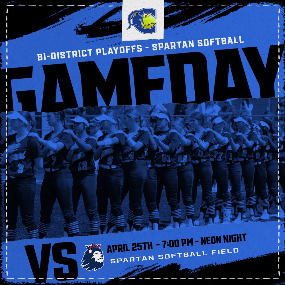 BI-DISTRICT GAME 1️⃣
🥎💜🩷🩵NEON NIGHT🩷🩵💜🥎

💥PACK THE STANDS SPARTAN NATION💥

Students get in free if they wear neon &amp; bring your ID!
📍Spartan Softball Field
⏰ 7:00 

<a href="/CHSSpartans/">Centennial Spartans</a> 
<a href="/BurlesonSports/">Burleson ISD Athletics</a>