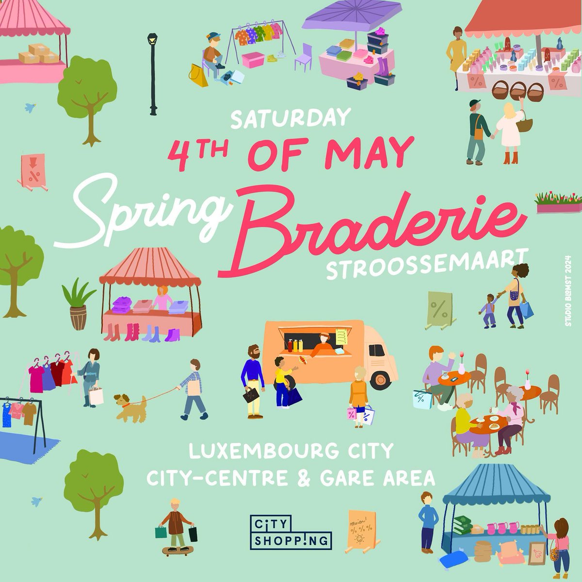 Experience the excitement of “Stroossemaart” on Saturday, May 4th, 2024! 🛍️👜 For this reason, there will be a number of changes to traffic flow and public-transport services from 5:00 to 22:00. 🔗 More info: ow.ly/1t4E50Rl142