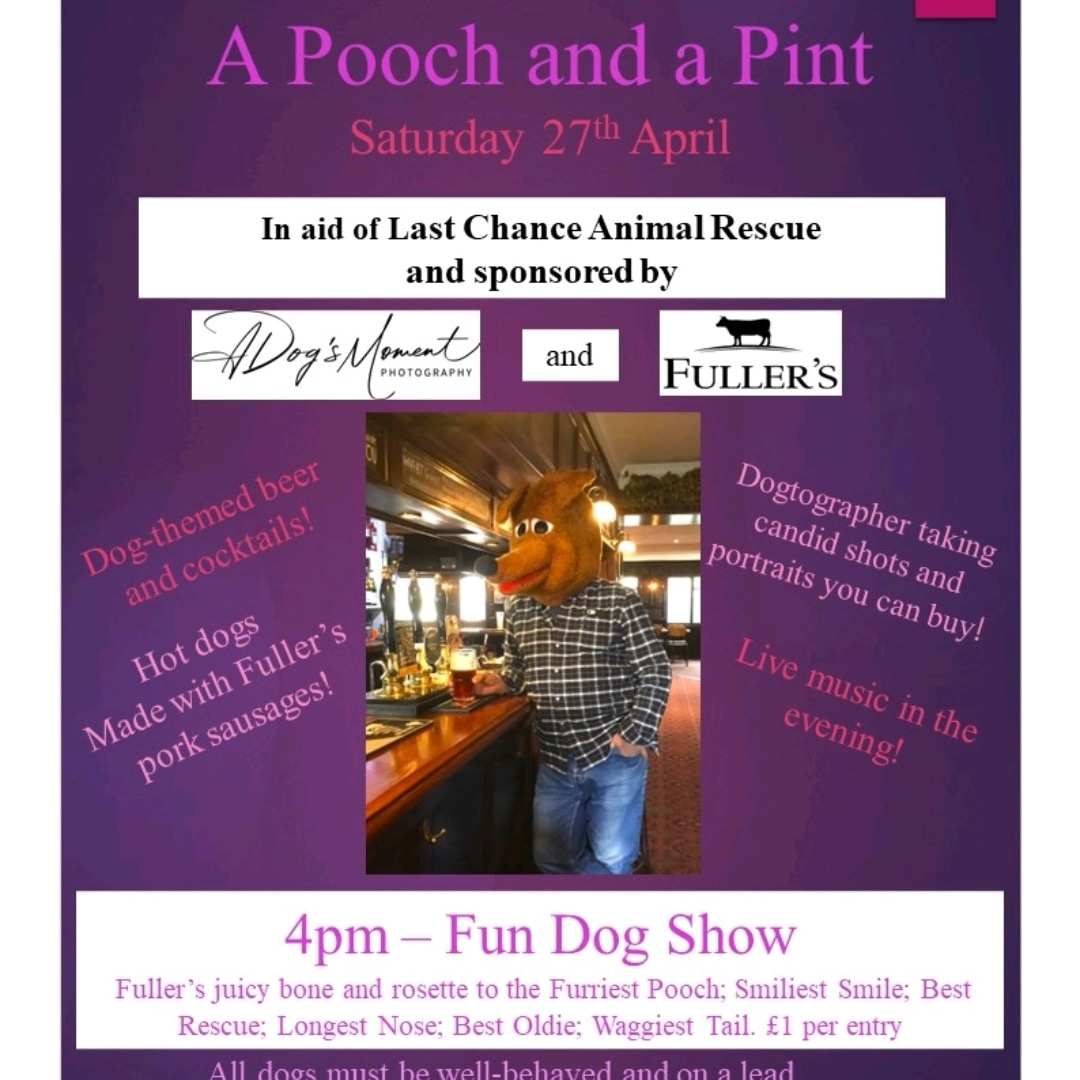 The day draws ever nearer. Pooch and a Pint day. Saturday 27th April. Don't forget to register your dog for the show when you arrive. And don't forget that the photographer will also be available, for that perfect shot of your pooch. #twpubs #twevents #twdoglover