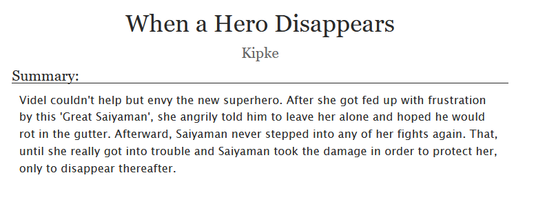 For <a href="/DB_HanVi/">HanVi 2024</a> prompt 5 "My adventures with Saiyaman" I scheduled this re-upload of my story "When a hero disappears" even though I'm on a hiatus. 

archiveofourown.org/works/40077087…