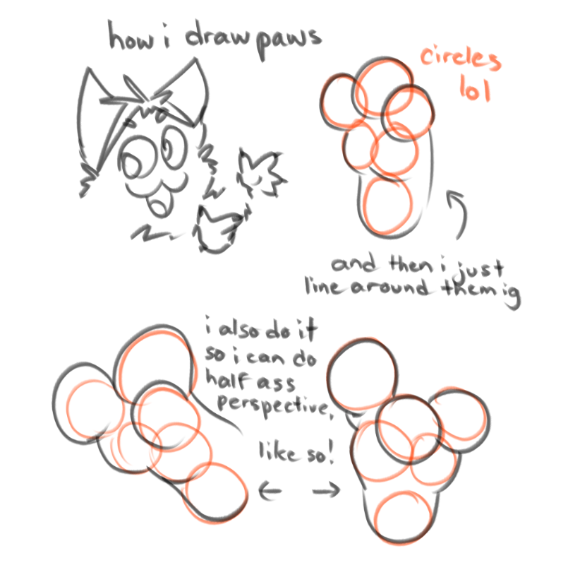 been seeing a few people post their tutorials on how to draw paws so i thought i would share a piece of my arcane knowledge