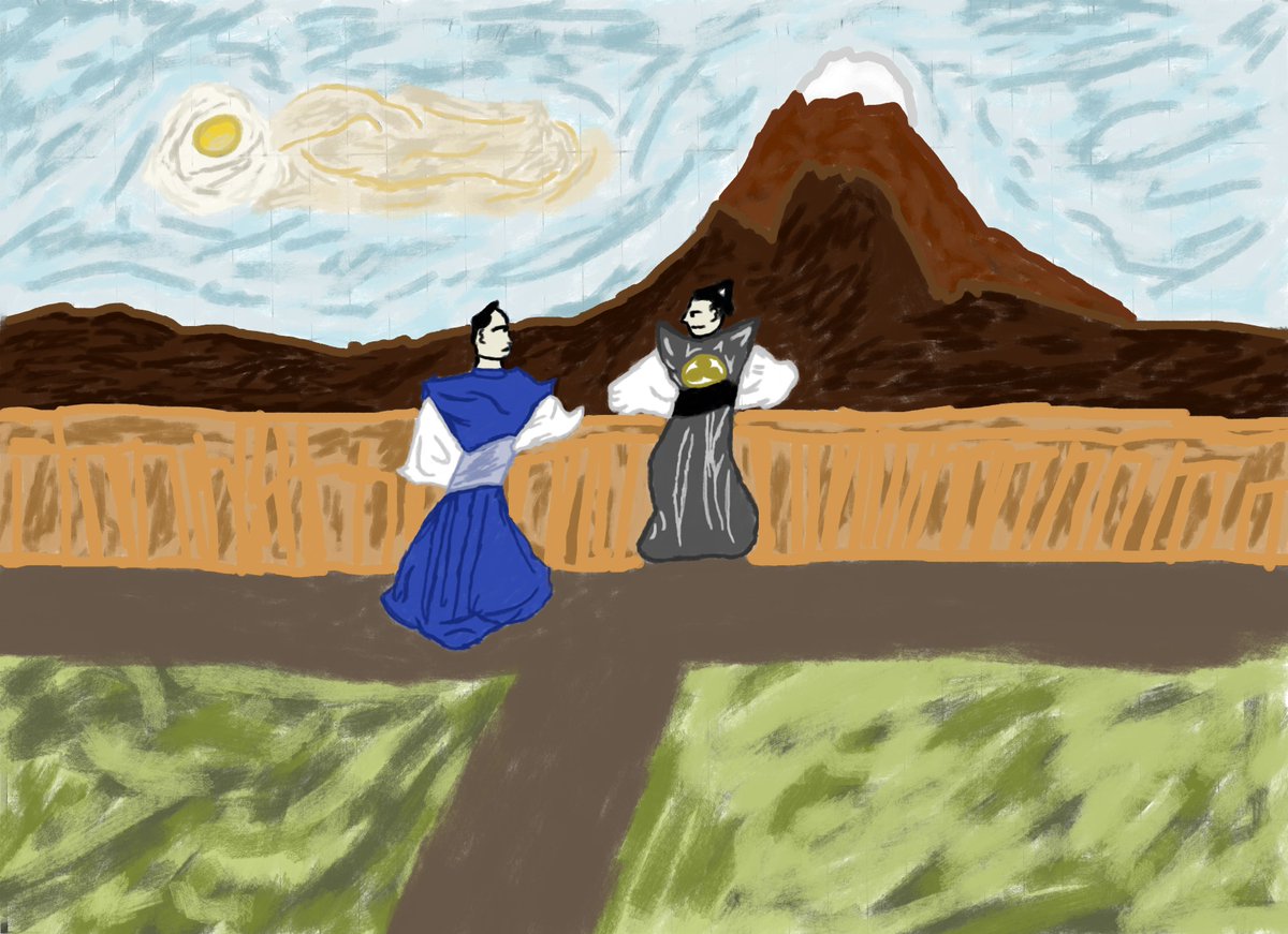 'Two samurai viewing Mount Fuji'

#digitalart #art #samurai #krita #japan #japanese #natureart