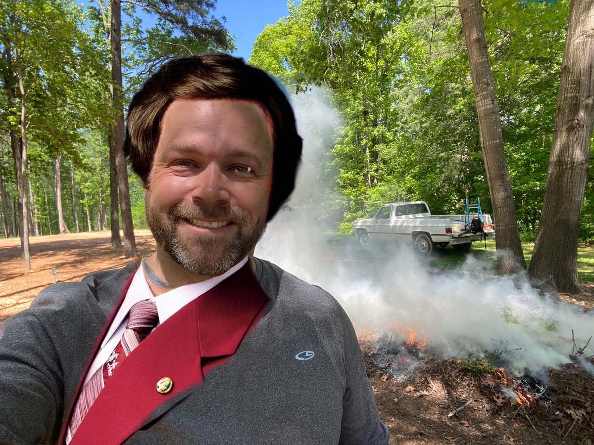 Mr Burgundy did his @SIRIUSXM call-in while monitoring a brush fire. @LarryMac28 @DanielleTrotta