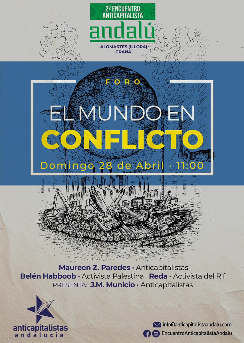 En nuestro encuentro de este año hablaremos detenidamente de la situación en Palestina. También de un conflicto un tanto olvidado, el Rif, que ha sufrido en los últimos tiempos una fuerte represión por parte del régimen marroquí que es tan amigo del gobierno de PSOE y SUMAR.