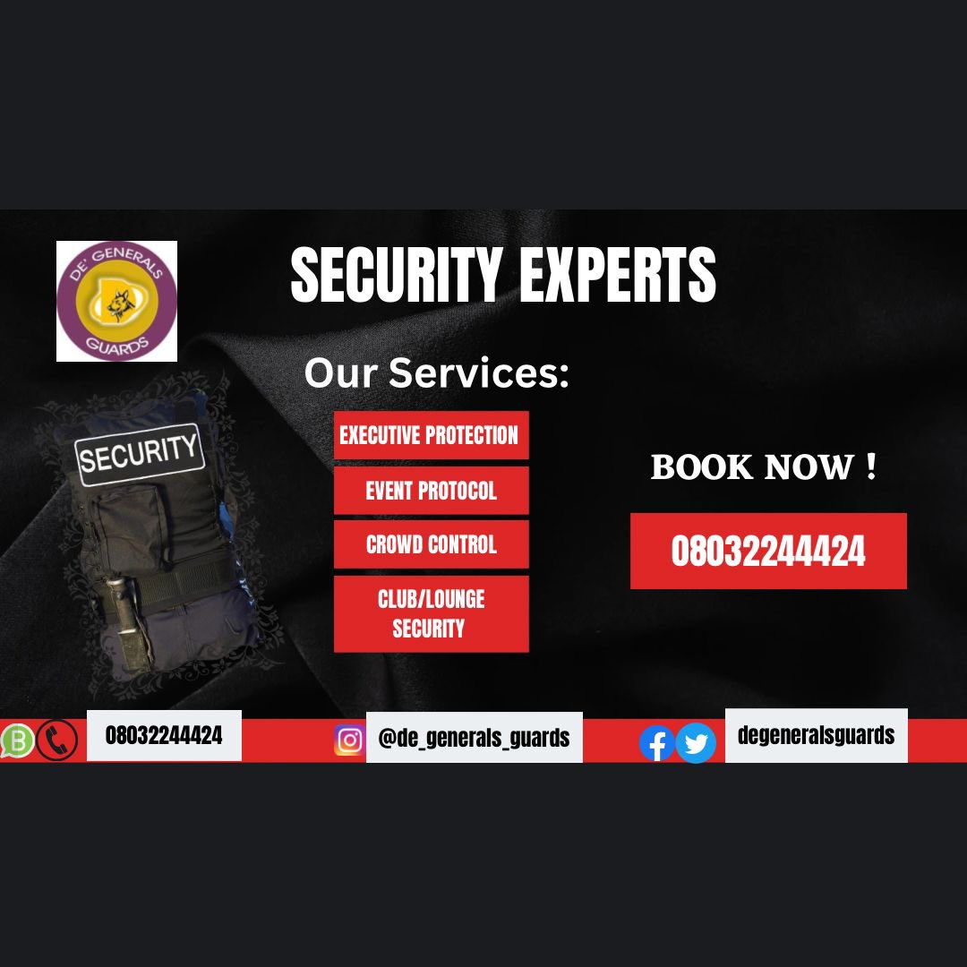 Entrust your event’s security to a team you can rely on. Our security professionals are handpicked for their integrity, expertise, and unwavering dedication.

For contact information, booking and equities;
IG *@de_generals_guards*

#DGS #securityexperts