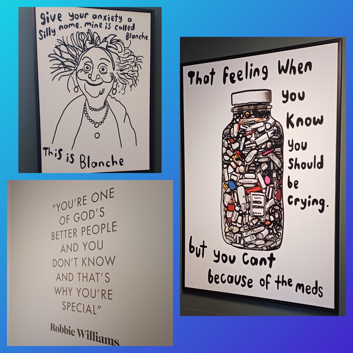 HelenChesterArt's tweet photo. Just visited the #MokoGallery in #Amsterdam and found the @robbiewilliams exhibition very moving, full of honesty and wonderful humour. I love Blanche! #contemporaryart #moko https://t.co/mttUc6wtVm