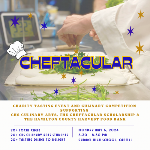 If you have never experienced Cheftacular, this is your year! Join us May 6 at Carmel High School to eat delicious food, meet our amazing students, and support the Culinary Arts program. #MyCCS Get your tix: event.ontaptickets.com/events/cheftac…