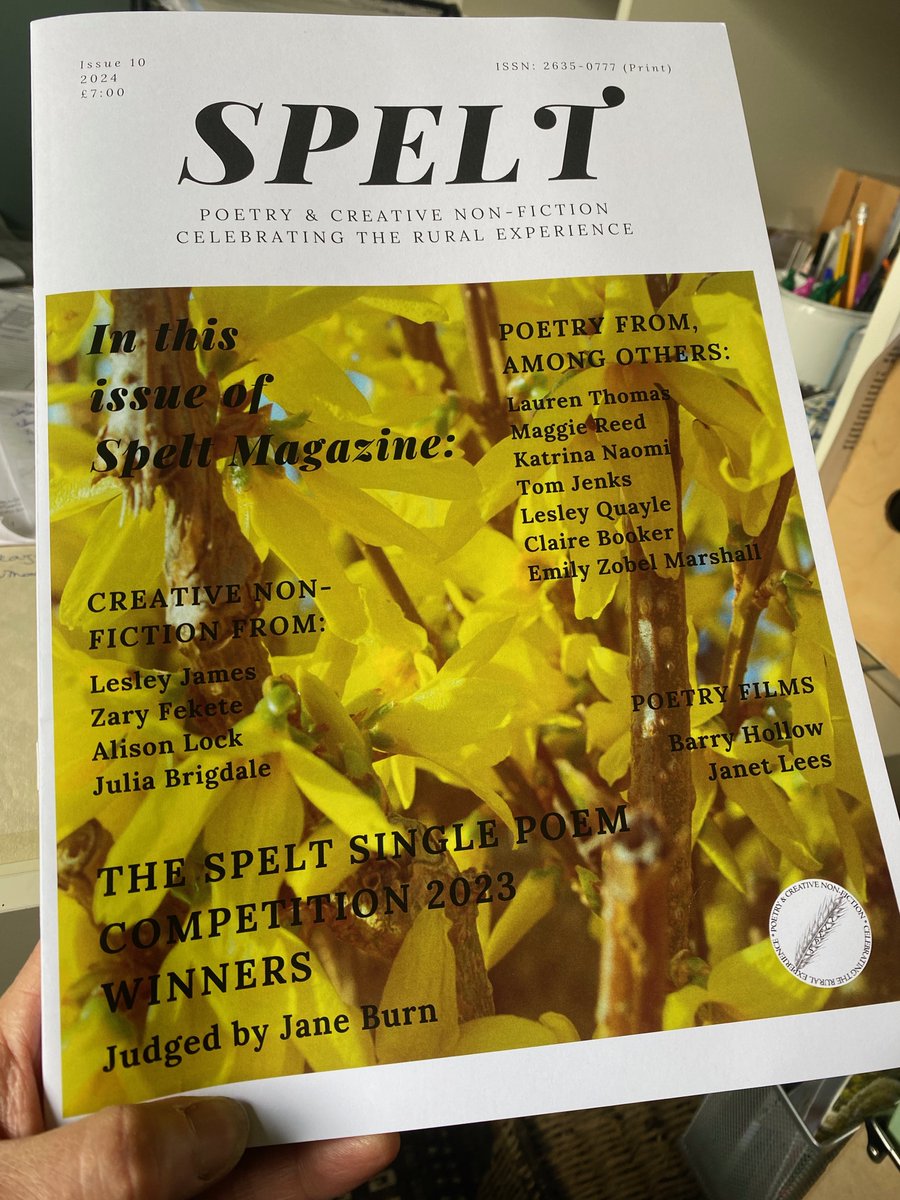 Wow! What a beautiful issue #10 from @MagazineSpelt Beautifully put together by the wonderful @wondykitten Thank you – for the first time my name, literally, in print, on paper! In such great company too 💛