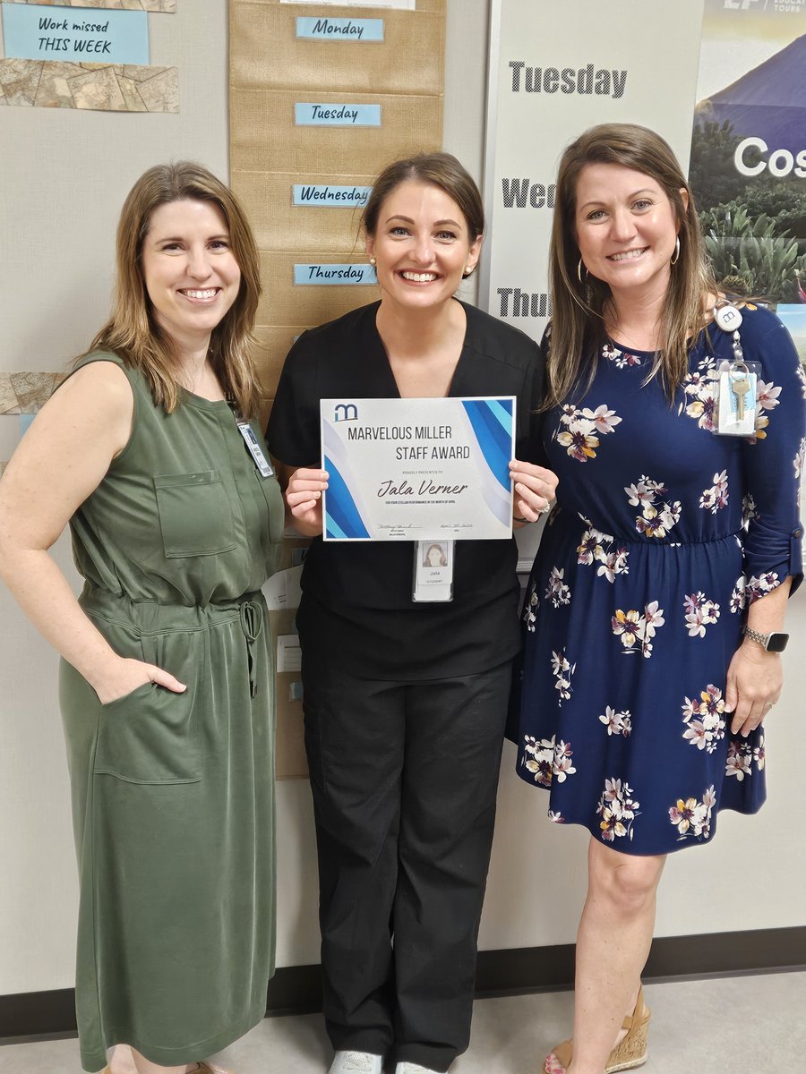 Congrats to our other April Marvelous Miller staff winner, Clinical Rotations teacher, Mrs. Verner! 'She is one of the kindest and most caring teachers' and 'delivers instruction with such calmness and positivity.' We're so thankful to have her as part of the Miller family!
