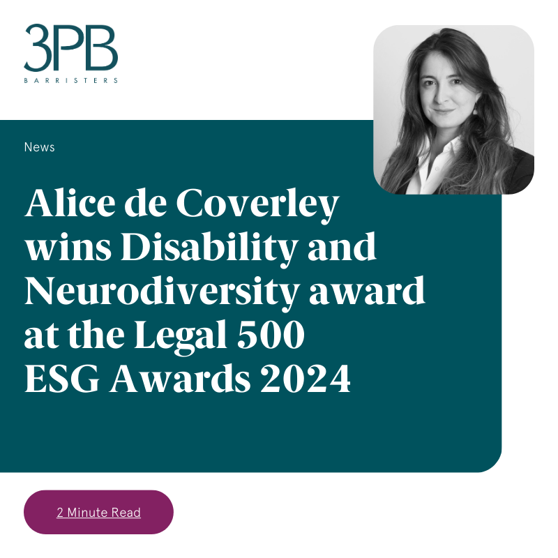 3PB is proud to announce that its education, public law and equality barrister Alice de Coverley last night won the 'Disability/Neurodiversity: Bar Champion of the Year' at the Legal 500 ESG Awards 2024!

3pb.co.uk/alice-de-cover…
#legalawards #legal500 #Neurodiversity