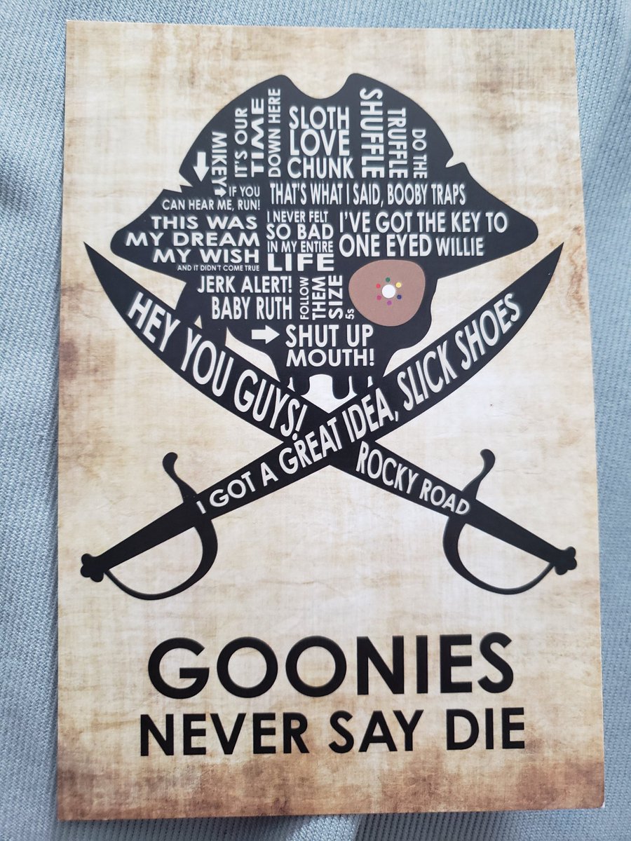 Need this Goonies postcard in a poster format ASAP!

@SeanAstin

#thegoonies #1980s #SeanAstin #JoshBrolin #KeHuyQuan #RichardDonner #coreyfeldman #anneramsey #RobertDavi #JoePantoliano #MaryEllenTrainor #adventure #treasure #movie #moviereview #movies #film #FilmTwitter #FilmX