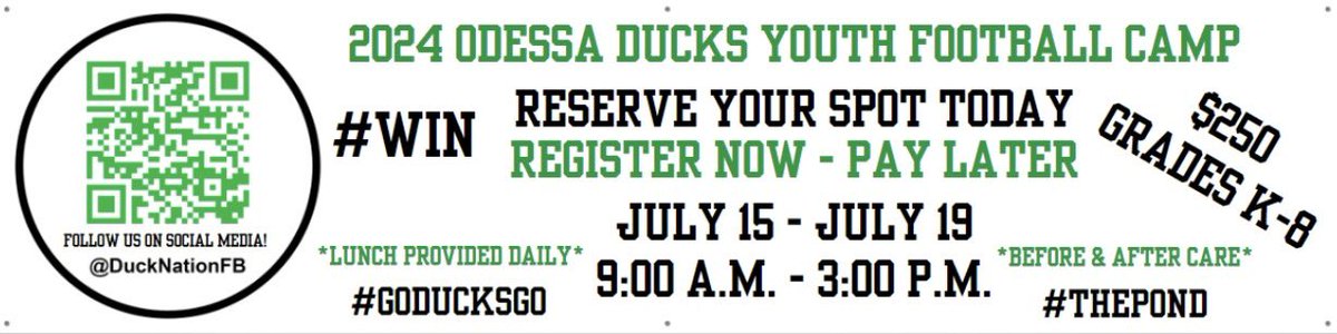 3RD ANNUAL PARTY AT THE POND❗️ REGISTRATION IS OPEN‼️ #FutureDucks🏝️ tinyurl.com/2024OdessaDuck…