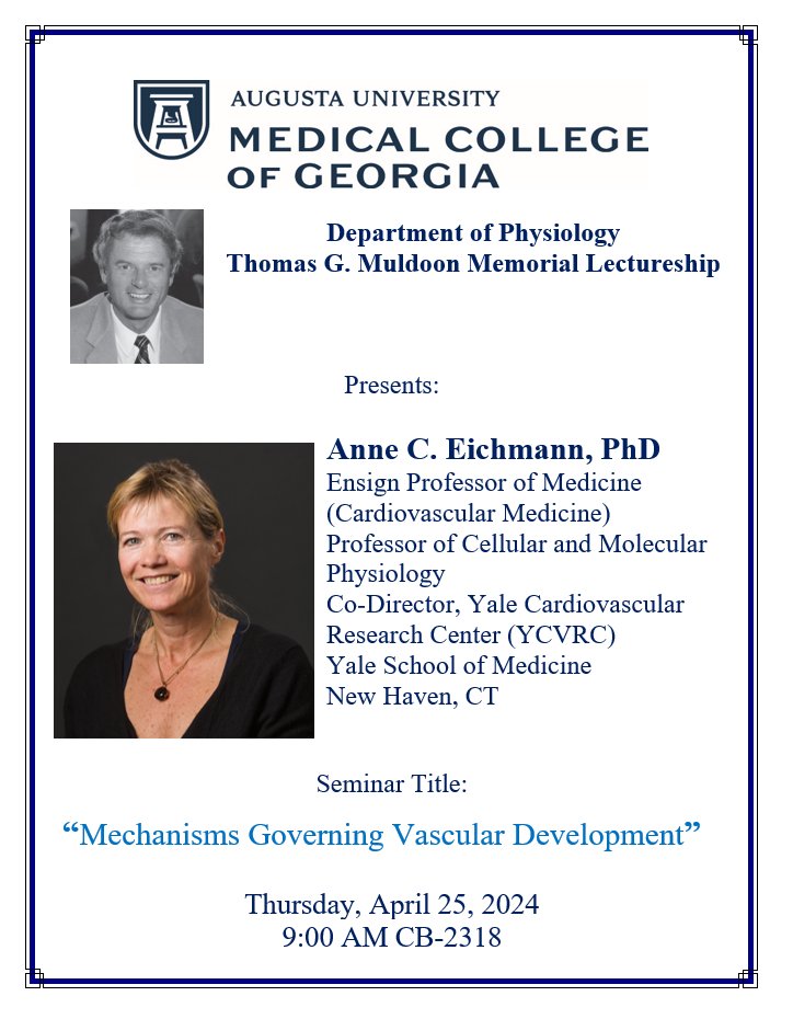 bchatt36's tweet photo. Had an opportunity to attend Professor Anne Eichmann's talk today @VascBioCenter @MCG_AUG . 
Fanboy feeling for a #vascular biology #researcher! https://t.co/3FRBo8J3Me