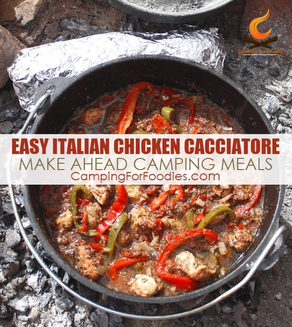 This Italian Chicken Cacciatore Dutch Oven Camping Recipe is one of my prep-ahead and cook onsite freezer camping meals. It is super easy, fast and campfire-friendly!Psst were compensatedsee our disclosures.Italian Chicken Cacciatore Dutch Oven  bit.ly/30L1jd2