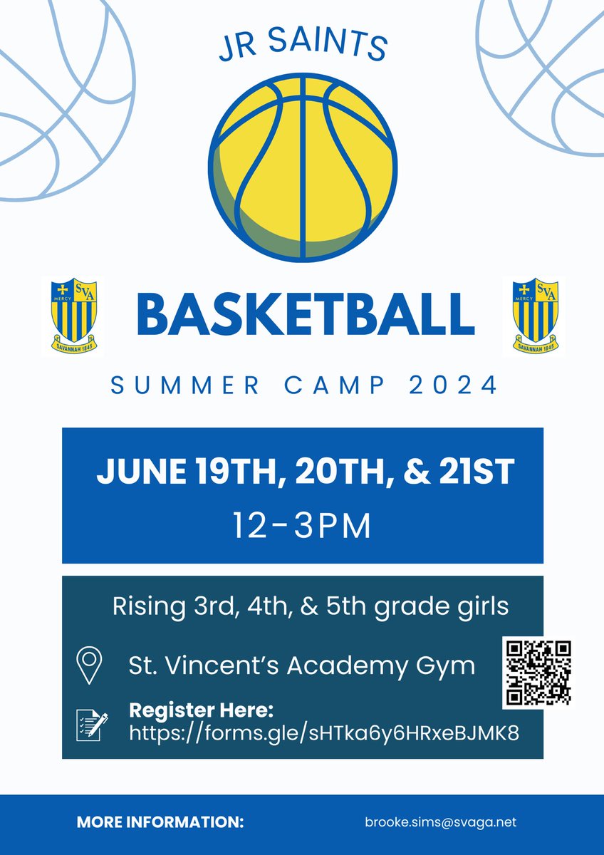 Youth Basketball Camp a SVA!  June 19th-21st for Rising 3rd-5th grade girls!! Register today to save a spot!   forms.gle/sHTka6y6HRxeBJ…