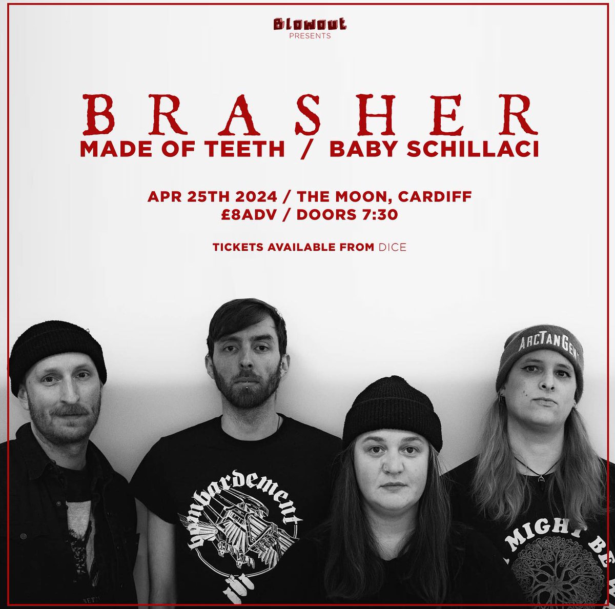 Set times for later! 8.00pm BABY SCHILLACI 8.50pm MADE OF TEETH 9.45pm BRASHER £10 on the door card/cash from 7.30pm x