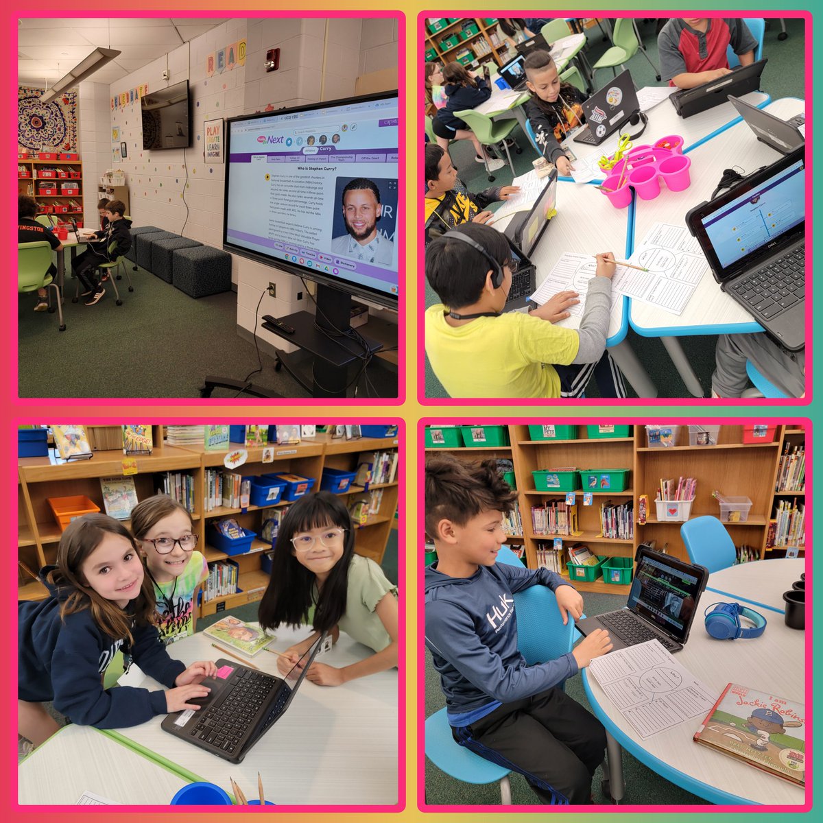 3rd graders enjoyed exploring our biography section and PebbleGo Next app to browse a wide variety of people to research. Loved seeing the people they chose!