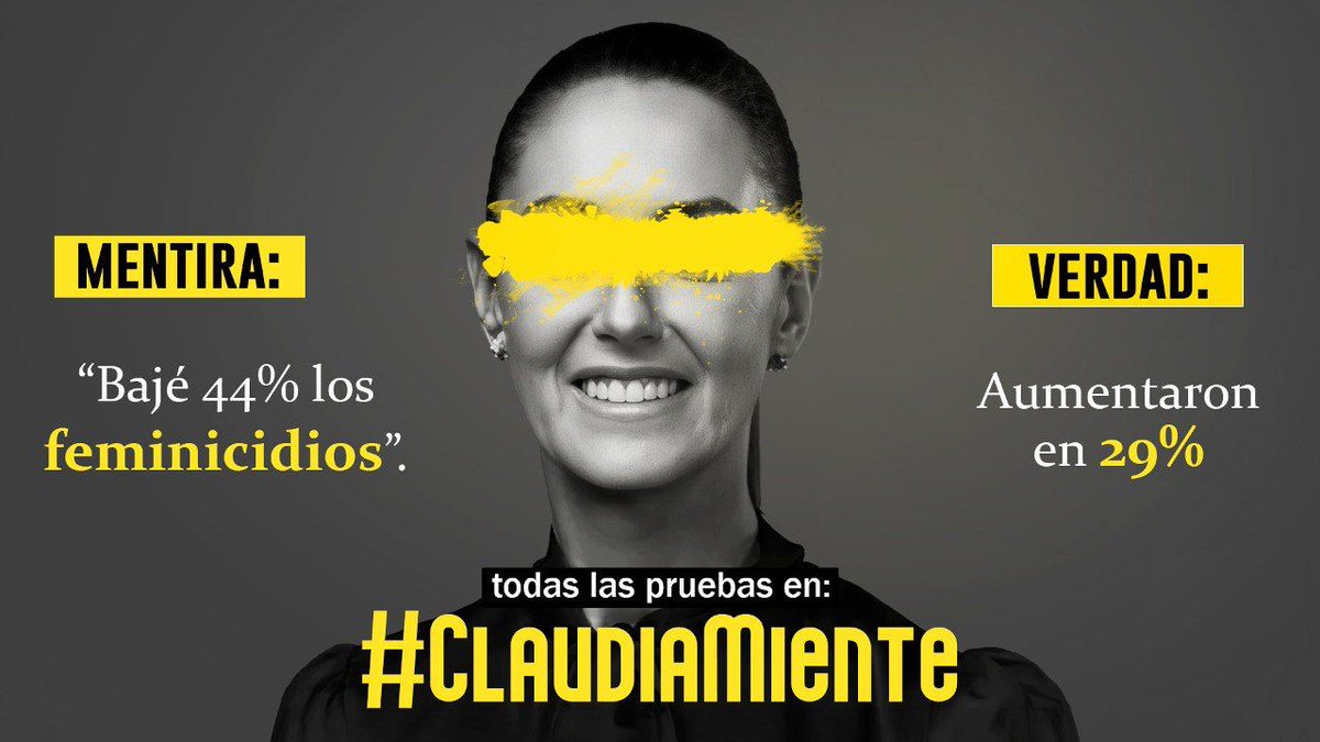 La candidata @Claudiashein se jacta de que en su gestión como Jefa de Gobierno se bajó el 44% de los feminicidios.

¿Qué creen? 🤷🏻‍♀️

Es falso, aumentaron en 29%.

#ClaudiaMiente