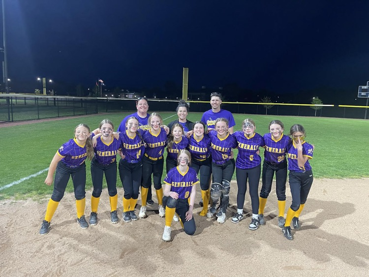 Congratulations to the MWMS Softball team in last night's win, which makes 3 in a row for them!💜💛

#GeneralsLEAD