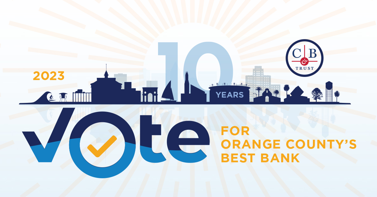 CB&T has been voted Best Bank for the past nine years in @OCRBestofOC's @OCRBestofOCBest, and we'd love your help to make it 10 in a row! 

Click the link below to cast your vote: bit.ly/3OZU4EO

#votenow #bestbank #banking #orangecounty #vote