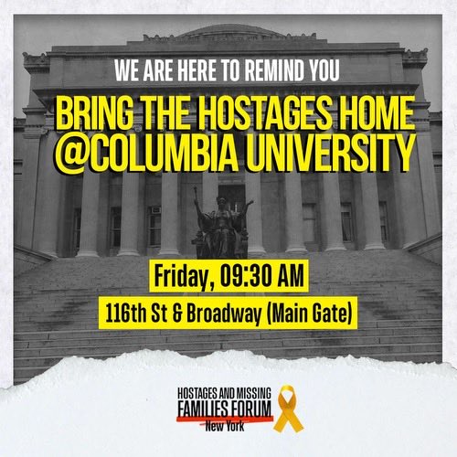 Here’s where I’ll be tomorrow morning in NYC - please join me to support the hostages if you are in the area!