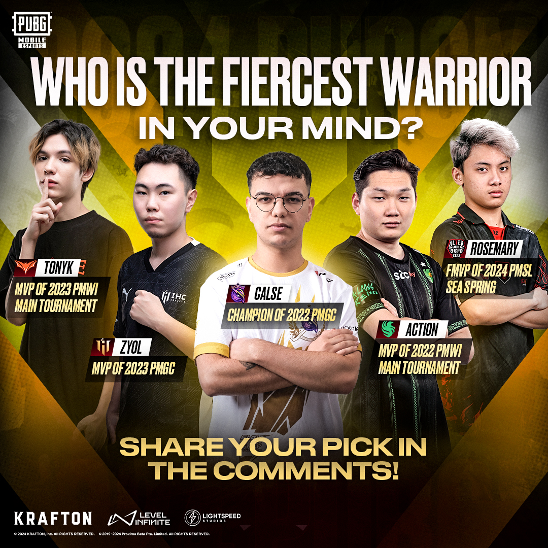 🌟Who is the FIERCEST WARRIOR in your eyes? Share your pick in the comments now! Anticipate their spectacular performances in the 2024 PMSL!🎉 📲 Download PUBG MOBILE now: pubgmobile.live/Esports2024 #pubgmobile #pubgm #pubgmesports #pubgmobileesports #pmsl #pmsl2024
