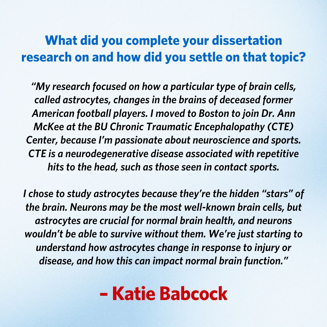 With a passion for neuroscience and sports, Katie Babcock, PhD, graduated from the GMS Graduate Program in Anatomy & Neurobiology in January, after defending her dissertation last November. 🧠 Congratulations, Katie! Read more about her PhD journey: bumc.bu.edu/gms/2024/04/16…