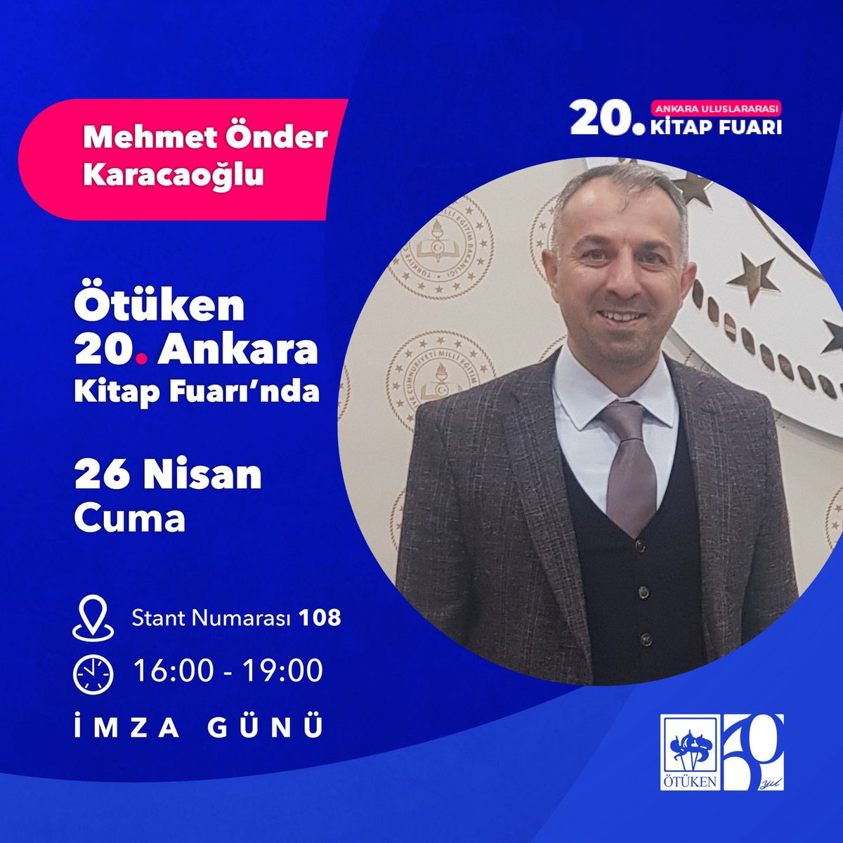 Kıymetli dostlar, sevgili çocuklar; 26 Nisan 2024 Cuma günü Ankara Kitap Fuarı’nda olacağım. Kitaplar, çocuklar, Orhan Veli’yi mahveden güzel havalar üzerine hasbihal etmek üzere tüm dostları bekliyorum 😊 @otukennesriyat @otuken_cocuk @ertugrulalpay @GokturkOmer @aysekarayama