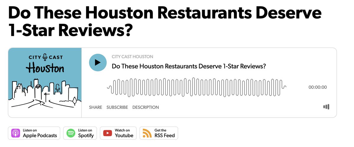 Can you guess these iconic #houston restaurants based off of a 1-star review? I tried on the City Cast Houston podcast: houston.citycast.fm/podcasts/do-th…