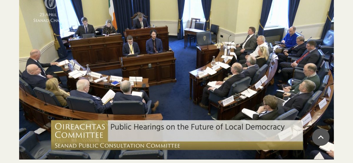 Chairing the Seanad Public Consultation Committee for its 3rd public hearing on the topic of the Future of Local Democracy with representatives from city & county councils in the Dublin European Parliament area trade unions & regional assembly representatives among others