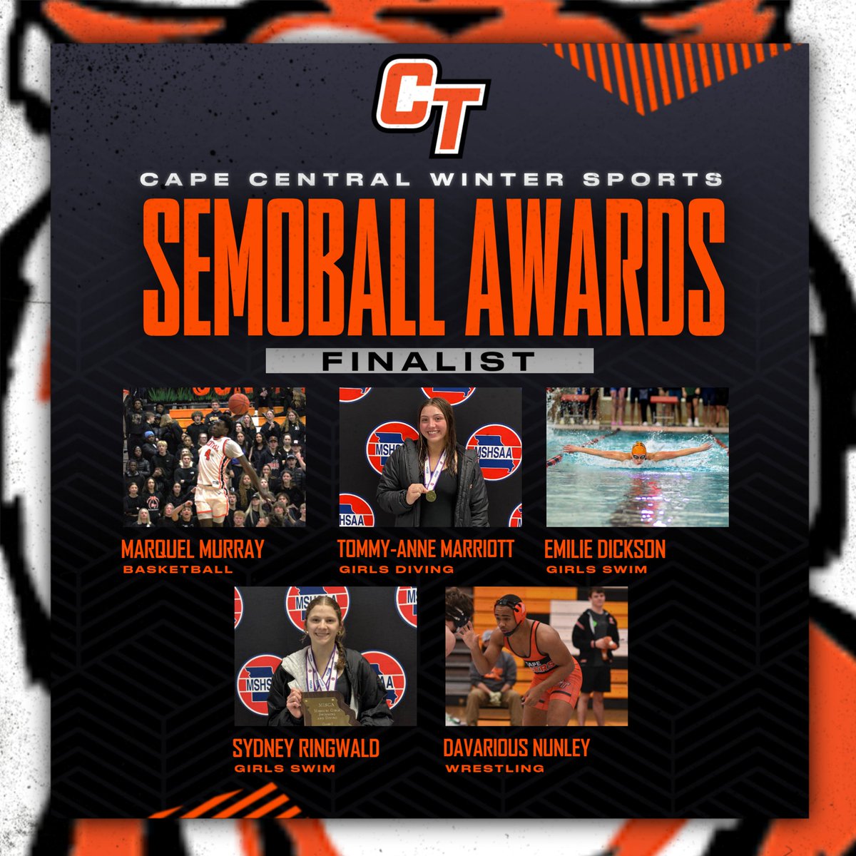Cape_Tigers's tweet photo. Tiger Nation, help us congratulate our athletes who were voted finalists for the Semoball Awards for the Winter Sports Season! https://t.co/WLk8H9l1qc