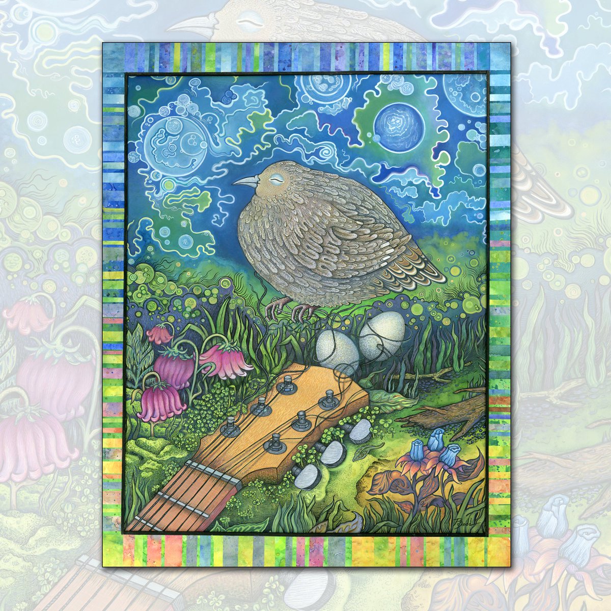 poxodd's tweet image. I used this painting (but in black and white) for the back cover of my soon to be released new zine Bird Dreams #3 - Noise.  poxodd.com/4-22-24-update/