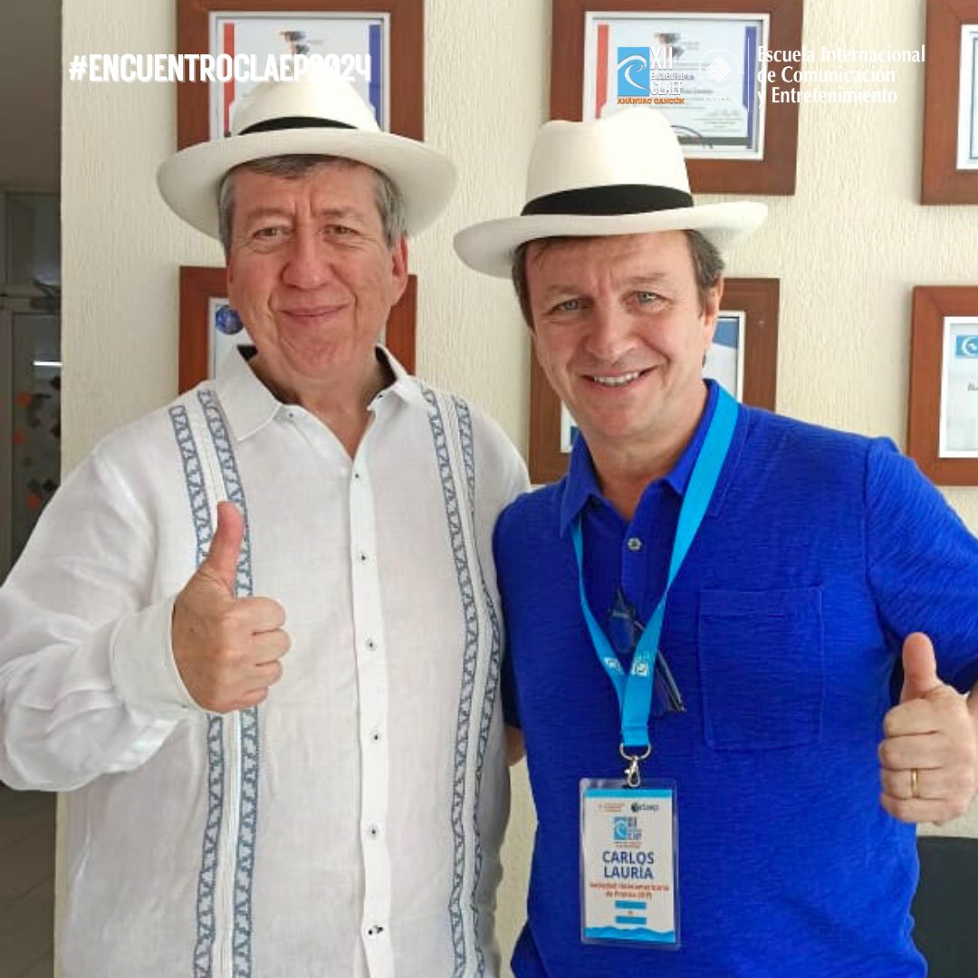 eiceuac's tweet photo. Roberto Rock y Carlos Lauría nos saludan desde el Encuentro CLAEP.🌊

¡Sigamos disfrutando!🦁🧡

#EncuentroCLAEP2024 https://t.co/IhOmyPWfKM