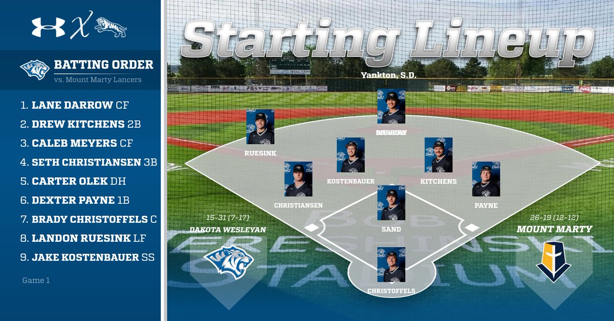 Here is your starters for game one against Mount Marty! <a href="/DWUBaseball/">DWU Baseball</a>