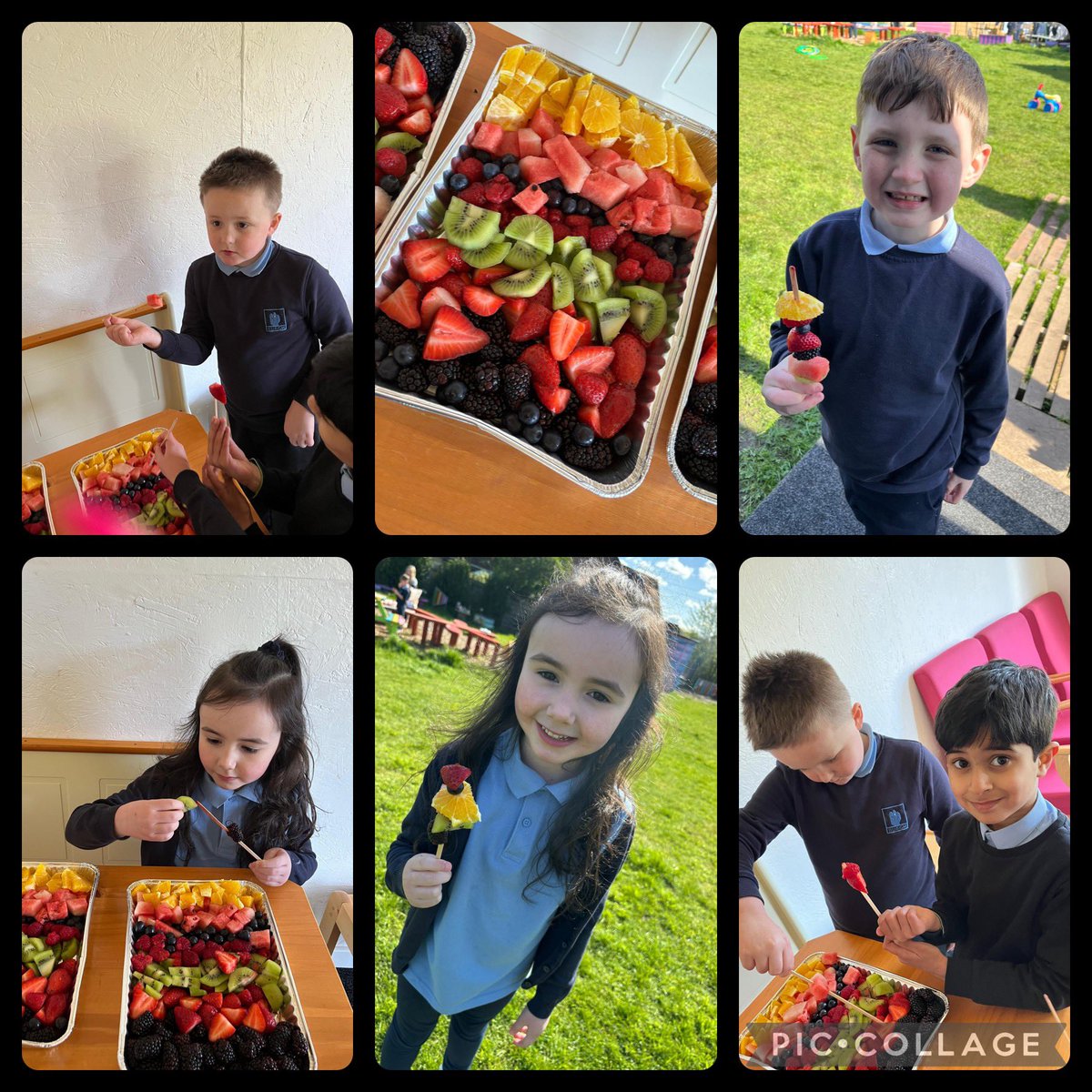 BurghPrimary's tweet photo. P1/2 and P2/3 had a fantastic morning at High Backs today. They enjoyed making fruit kebabs, stone drawings, clay making and participating in lots more fun activities @EducationSLC @slcHealthy #Community #HighBacks #OutdoorLearning #TeamBurgh #DREAMBigatBurgh https://t.co/KCpj6dNo87